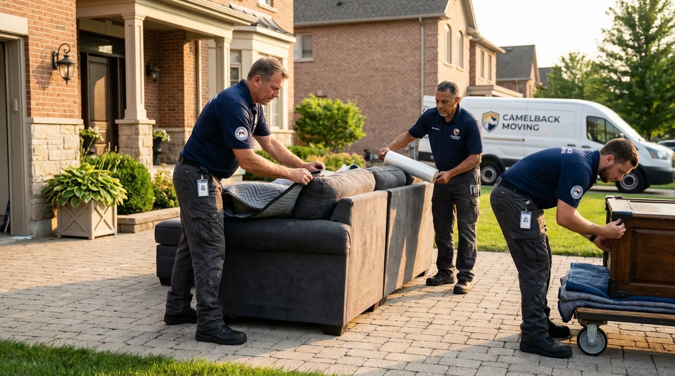 Large estate moving crew wrapping furniture in Plainview, TX