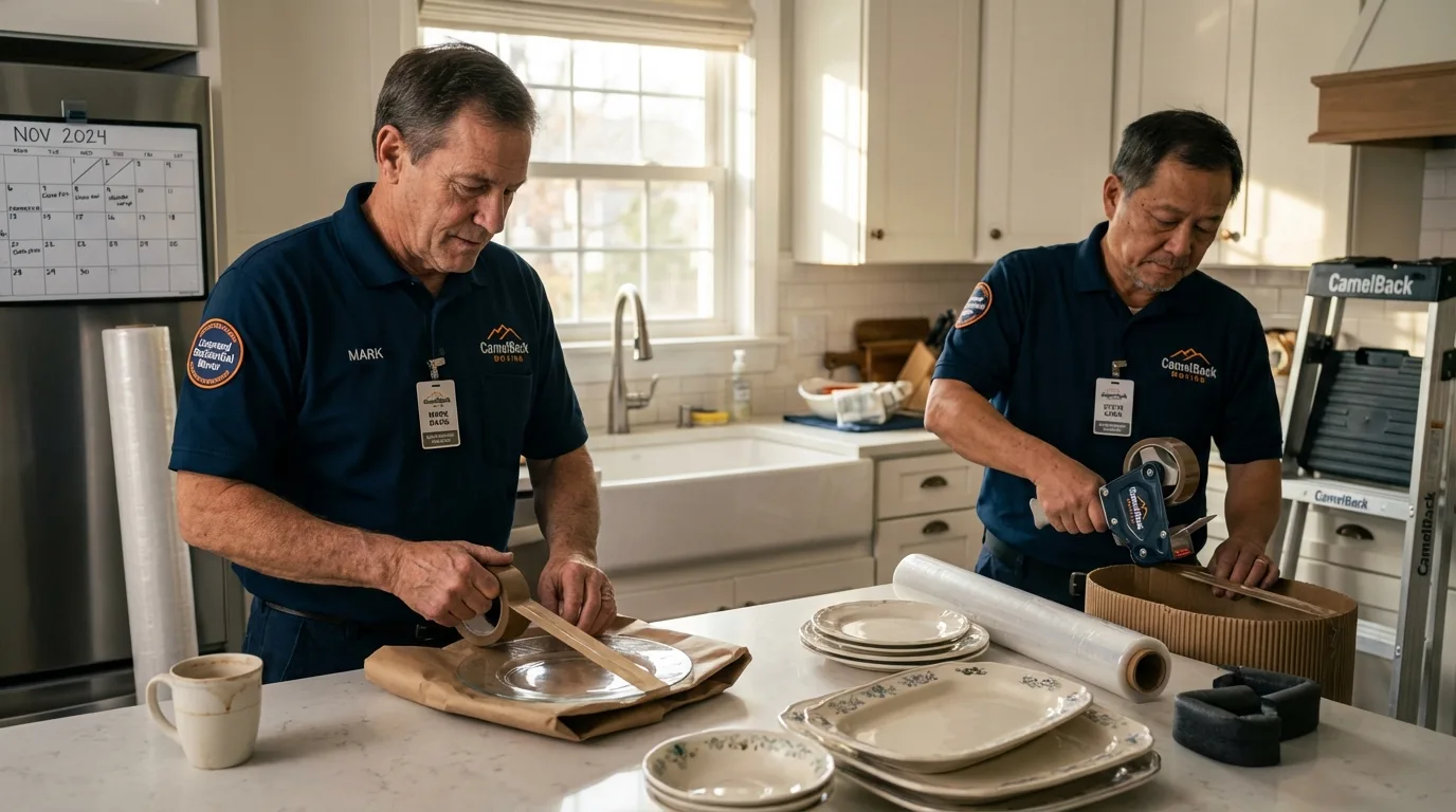 Professional crew packing kitchen dishware in Plainview, TX